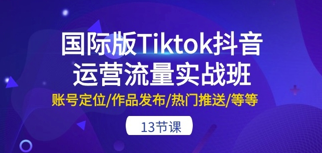 国际版Tiktok抖音运营流量实战班：账号定位/作品发布/热门推送/等等-13节 - 猫抓网赚-猫抓网赚