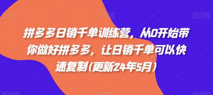 拼多多日销千单训练营，从0开始带你做好拼多多，让日销千单可以快速复制(更新24年5月) - 猫抓网赚-猫抓网赚