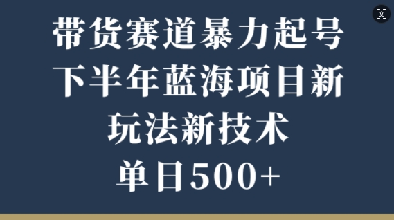 带货赛道暴力起号，下半年蓝海项目，新玩法新技术，单日500+ - 猫抓网赚-猫抓网赚