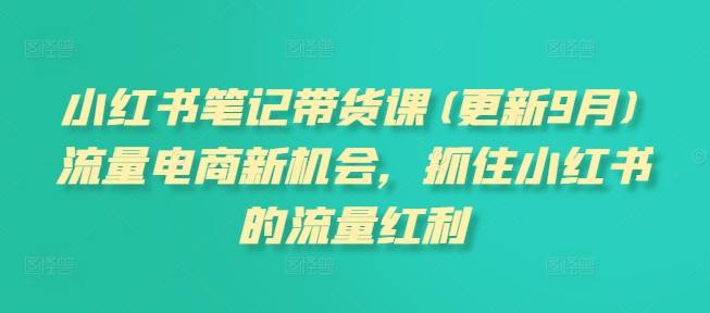 小红书笔记带货课(更新10月)流量电商新机会，抓住小红书的流量红利 - 猫抓网赚-猫抓网赚