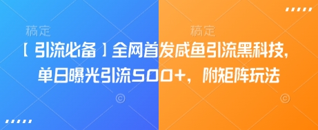 【引流必备】全网首发咸鱼引流黑科技，单日曝光引流500+，附矩阵玩法【揭秘】 - 猫抓网赚-猫抓网赚