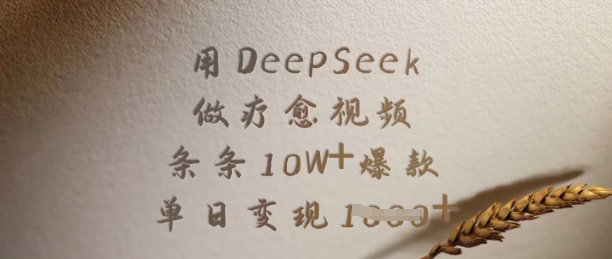 用DeepSeek做疗愈视频，条条10W+爆款，单日变现多张 - 猫抓网赚-猫抓网赚