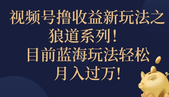 视频号暴力撸收益新玩法之狼道系列，目前蓝海玩法轻松月入过万 - 猫抓网赚-猫抓网赚